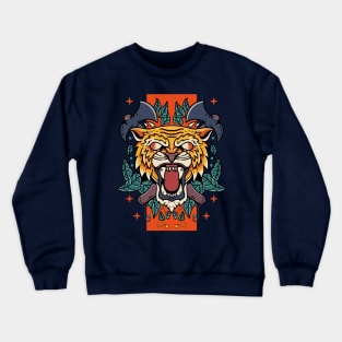 Tiger with axe In the Background Crewneck Sweatshirt